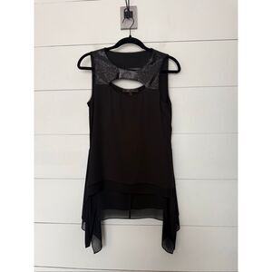 BCBG Women’s XS Black Sequin Keyhole Tank Top Blouse